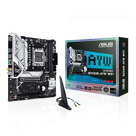 Placa Mãe Asus B650M-AYW WIFI Chipset B650 AMD AM5 mATX DDR5