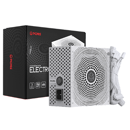 Fonte Gamer PCYes Electro V2 White Ghost 750W 80 Plus Bronze PFC Ativo