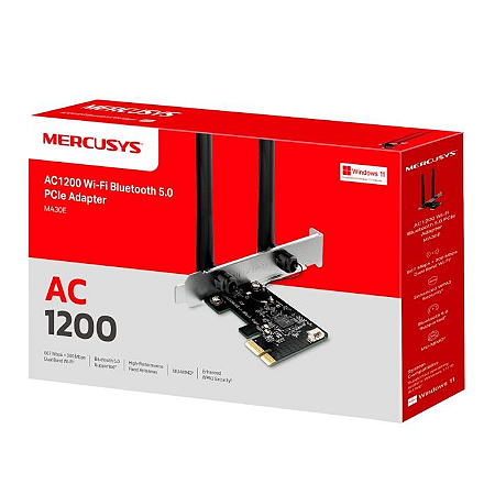 Adaptador PCIe Mercusys MA30E Wi-Fi AC1200 Bluetooth 5.0
