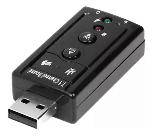 Placa de Som Externa IT-Blue USB 7.1 Virtual P2 Fone Microfone LE-5556 Controle de Volume Plug and Play