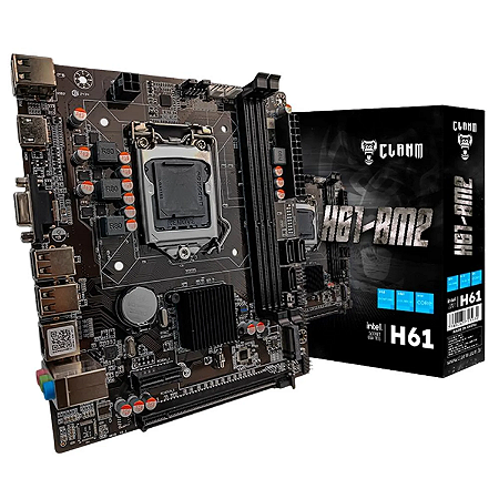 Placa-Mãe Clanm H61 LGA 1155 DDR3 M.2 NVMe HDMI Micro-ATX para Intel Core i3 i5 i7 2ª e 3ª Geração