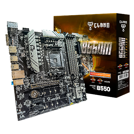 Placa-Mãe Clanm B550M Titanium AM4 DDR4 128GB M.2 NVMe HDMI DP VGA Micro-ATX