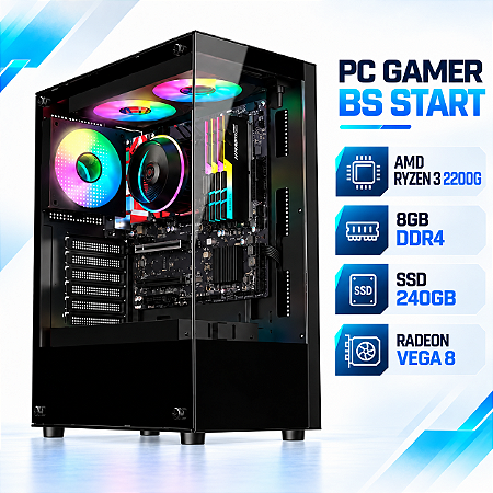 PC Gamer BS Start AMD Ryzen 3 2200G, 8GB DDR4, SSD 240GB