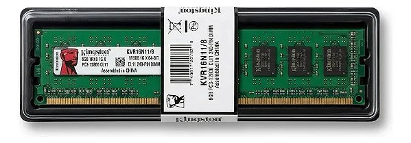 Memória RAM Kingston ValueRAM 8GB DDR3 1600MHz CL11 Desktop KVR16N11/8