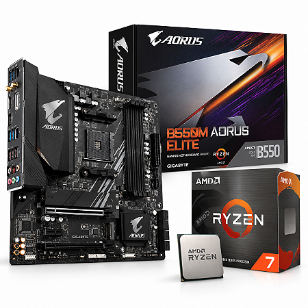 Kit Upgrade AMD Ryzen 7 5700, Placa-Mãe B550M AORUS ELITE