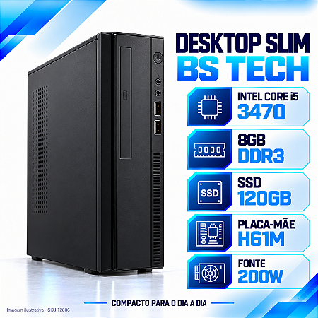 Desktop Slim C/ Fonte 200W H61M I5-3470 8GB DDR3 SSD 120GB
