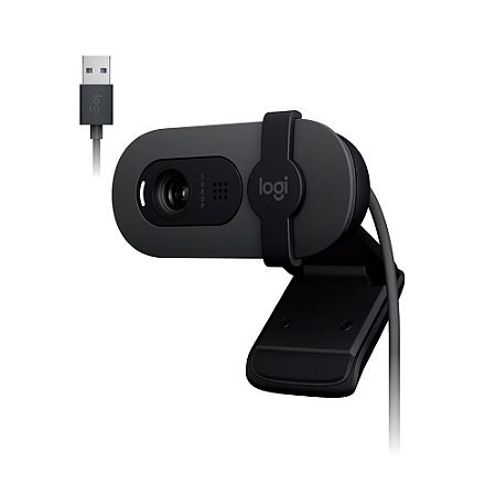 Webcam Logitech Brio 100 Full HD 1080p USB com Microfone e Tampa de Privacidade Grafite