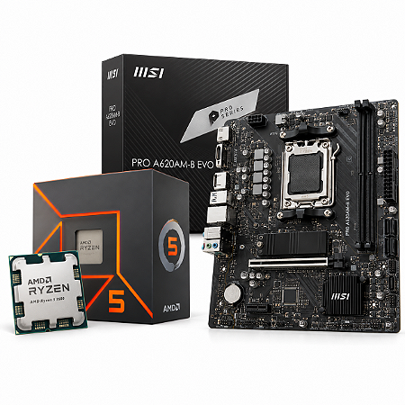 Kit Upgrade AMD Ryzen 5 7600 + Placa-Mãe MSI PRO A620AM-B EVO, AM5, DDR5