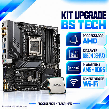 Kit Upgrade AMD Ryzen 5 9600 + Placa-Mãe Gigabyte B650M D3HP AX Wi-Fi, AM5, DDR5