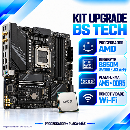 Kit Upgrade AMD Ryzen 5 9600 + Placa-Mãe Gigabyte B650M Gaming Plus Wi-Fi, AM5, DDR5