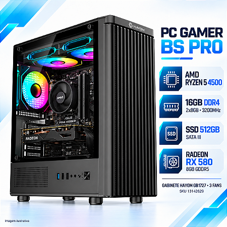 PC Gamer BS Pro Ryzen 5 4500, B450M Steel Legend, 16GB DDR4