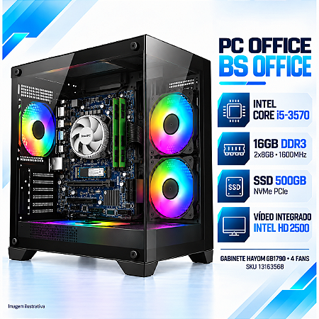 PC BS Office Intel Core i5-3570, 16GB DDR3, SSD NVMe 500GB, Intel HD Graphics