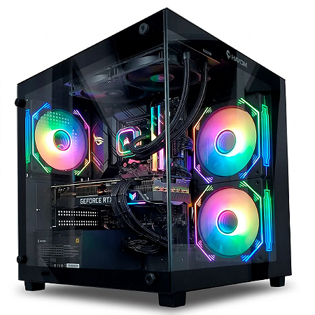 Gabinete Gamer Hayom GB1784 Aquario Vidro 3 Fans M ATX Preto