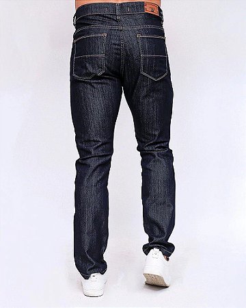 Calça Jeans Masculina Skinny Escura Com Bolso Celular