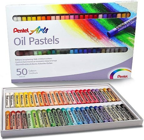 Giz Pastel Oleoso Pentel Arts Para Desenho - 50 Cores