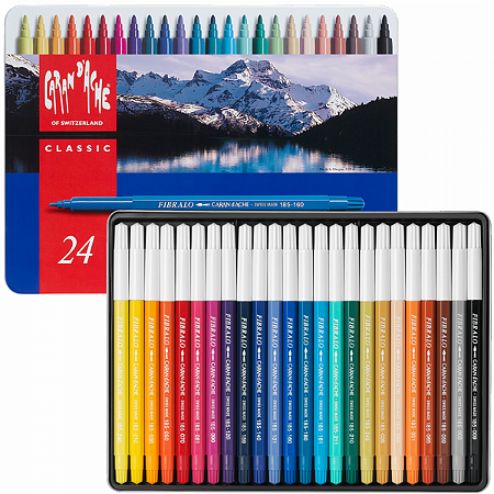 Caneta Aquarelável Fibralo Caran D'Ache - 24 Cores