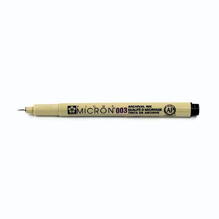 Caneta Marcador Pigma Micron PRETA 0.03 mm Tinta Nankin Permanente