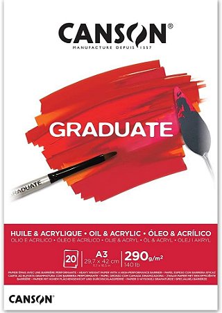 Bloco Graduate Óleo e Acrílico Canson A3 290g - 20 Folhas