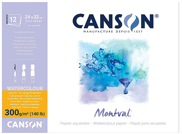 Bloco Aquarela Canson Montval 12fls A4+ 24x32 300g Textura Fina