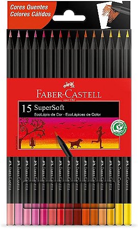 Lapis De Cor SuperSoft Faber Castell - 15 Cores Quentes - Casa Elias