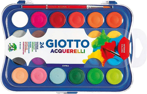 GIOTTO Aquarela em Estojo de Pastilhas de 30mm - 24 Cores