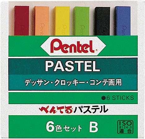 Giz Pastel Seco Pentel - GA-6BD 6 Cores