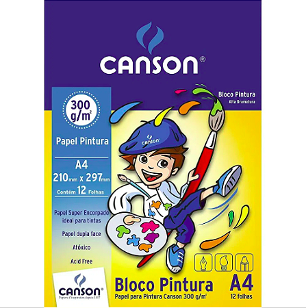 Bloco para Pintura A4 300g Branco Canson - 12 Folhas