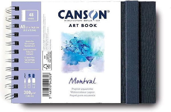 Caderno Canson Aquarela TF A5 300g Sketchbook Capa Dura ArTBook Montval 48 Paginas