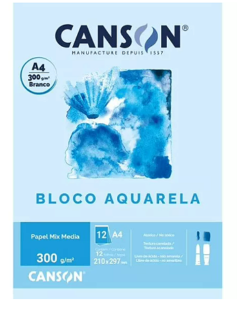 Bloco Aquarela Canson A4 - 12 Folhas A4 300g/m2