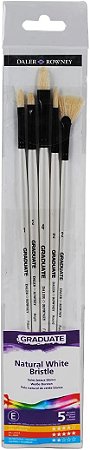 Kit Pincél Graduate White Bristle Daler Rowney - 5 Unidades
