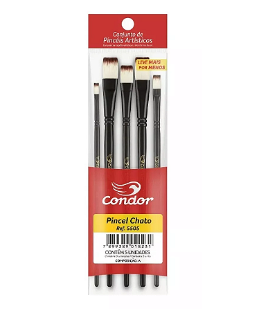 Kit Pincéis Chato 5505 Condor - 5 Unidades