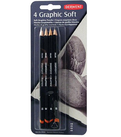 Lápis Graduado Graphic Soft Derwent - 4 Unidades