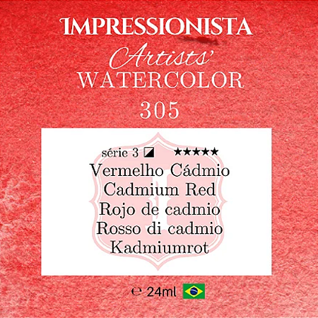 Tinta Impressionista Watercolors Artist's S3 24ml - 305 Vermelho Cádmio