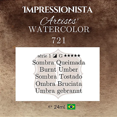 Tinta Impressionista Watercolors Artist's S1 24ml - 721 Sombra Queimada