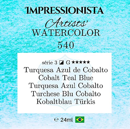 Tinta Impressionista Watercolors Artist's S3 24ml - 540 Turquesa Azul de Cobalto