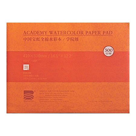 Bloco 41x31 Aquarela Baohong Academy Textura Satinada 300g 20 Folhas