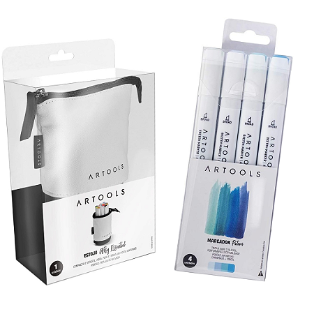 Estojo Artools + Marcador Pictom - 4 Unidades (Azuis)
