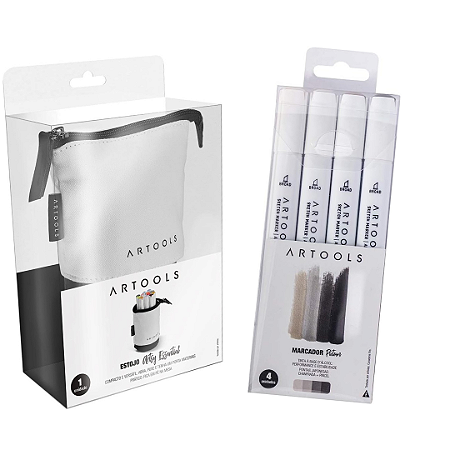 Estojo Artools + Marcador Pictom - 4 Unidades (Cinzas Quentes)