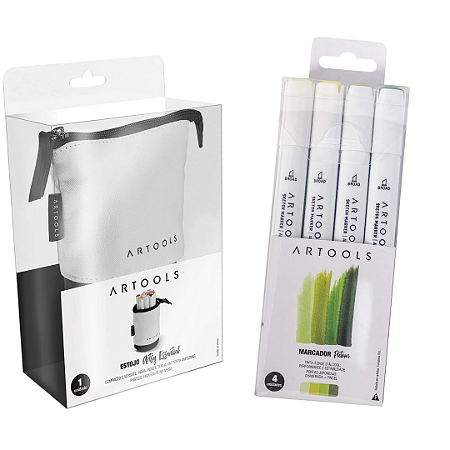 Estojo Artools + Marcador Pictom - 4 Unidades (Verdes Cítricos)