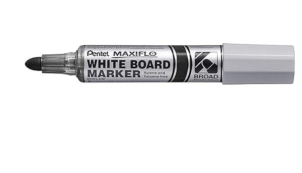 Marcador Quadro Branco Maxiflo Pentel Ponta Grossa - Preto 12 Unidades