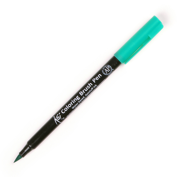 Caneta Marcador Koi Coloring Brush Verde Blue Light - Ponta Pincel/Brush