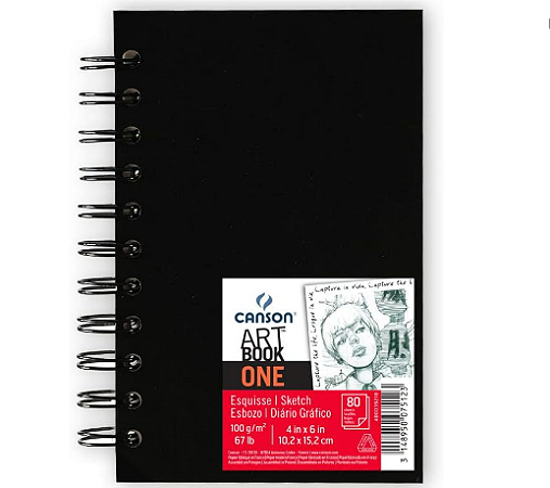 Caderno Canson A6 100g Sketchbook Capa Dura ArTBook One Espiral 80 Folhas