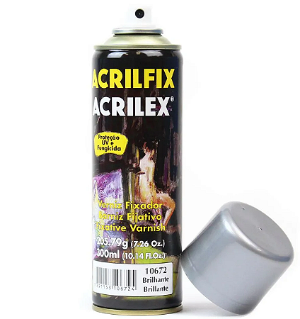 Verniz Spray Brilhante Fixador Acrilfix Aerosol Acrilex - 300mL