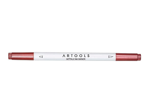 Marcador Metálico Ponta Dupla Artools - Vermelho