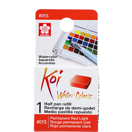 Refil De Aquarela Em Pastilha Koi Water Colors -LUZ VERMELHO PERMANENTE #015- Uso Profissional