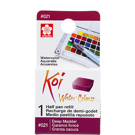 Refil De Aquarela Em Pastilha Koi Water Colors -GARANCA ESCURA #021- Uso Profissional