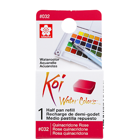 Refil De Aquarela Em Pastilha Koi Water Colors -ROSA QUINACRIDONA #032- Uso Profissional