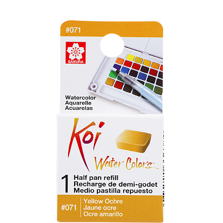 Refil De Aquarela Em Pastilha Koi Water Colors - OCRE AMARELO #071- Uso Profissional