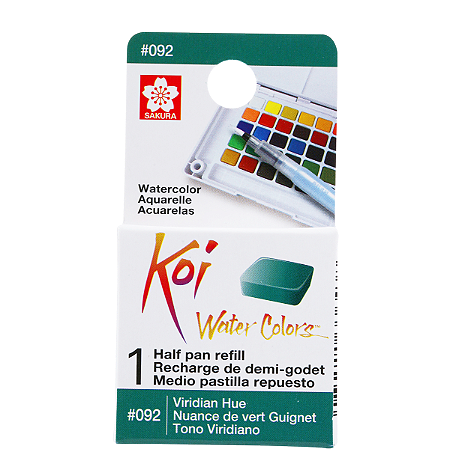 Refil De Aquarela Em Pastilha Koi Water Colors - MATIZ VIRIDIAN #092- Uso Profissional