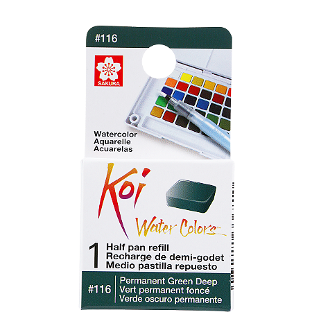 Refil De Aquarela Em Pastilha Koi Water Colors - PROFUNDEZ VERDE PERMANENTE #116- Uso Profissional
